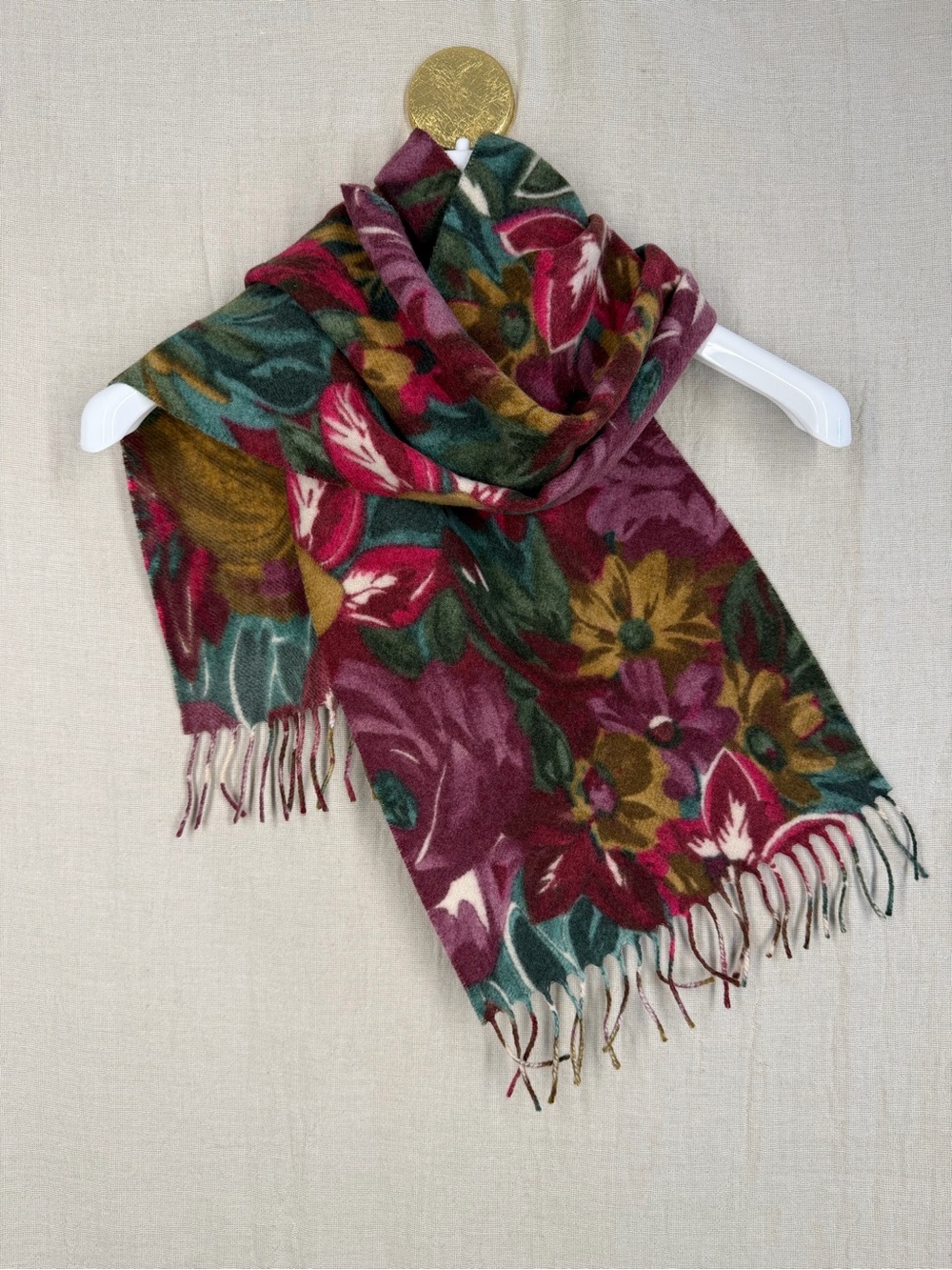 Saldarini Italian Lambswool Floral Scarf Pure Wool Made in Italy 56”